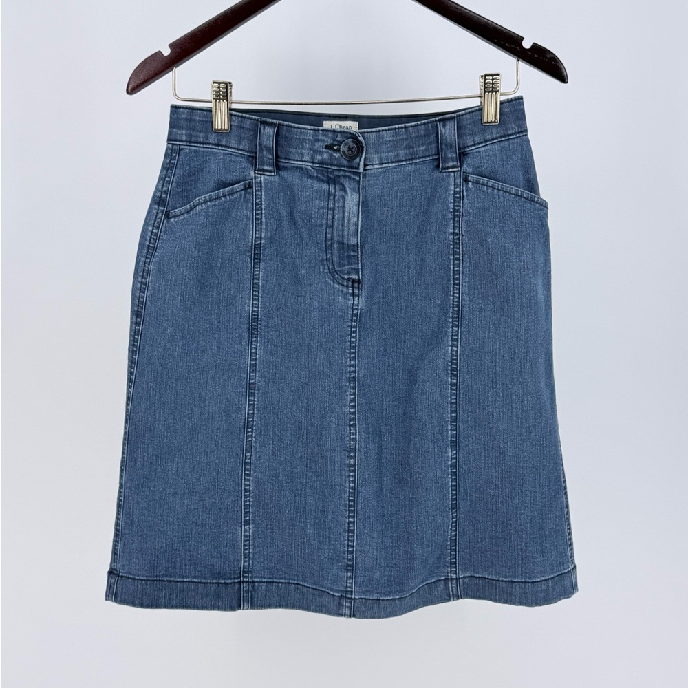 L.L. Bean Mid-Blue Denim A-Line Skirt 4P